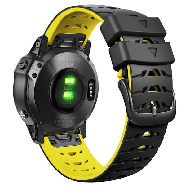 Silikonerem til Amazfit / Garmin / Coros-ur - Sort / Gul Yellow