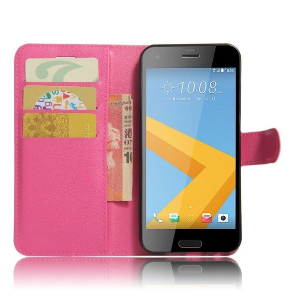 HTC A9s stilfuldt læder-etui m. kortholder - Hot Pink Pink