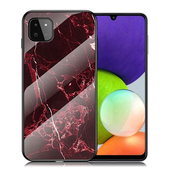 Fantasy Marmor Samsung Galaxy A22 5G skal - Blodröd Marmor Röd