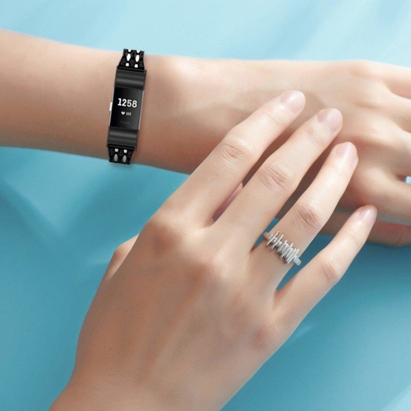 strass décor klockarmband för Fitbit Charge 2 - svart Svart