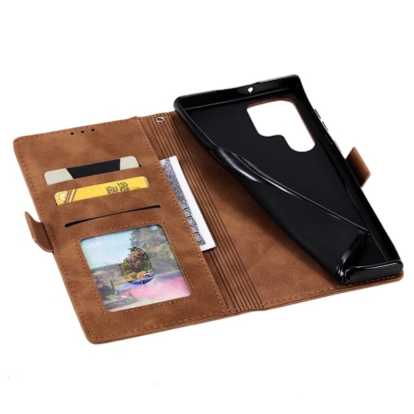 Surburbian Samsung Galaxy S22 Ultra læder flip etui - Brun Brown