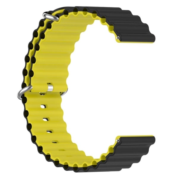 20mm Universal dual color silicone watch strap - Black / Yellow Yellow
