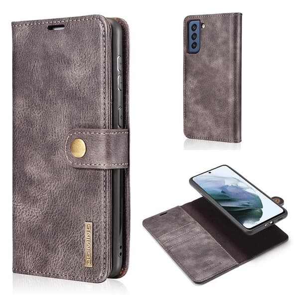 DG.Ming Samsung Galaxy S21 FE 2-in-1 Lommebok Etui - Grå Silver grey