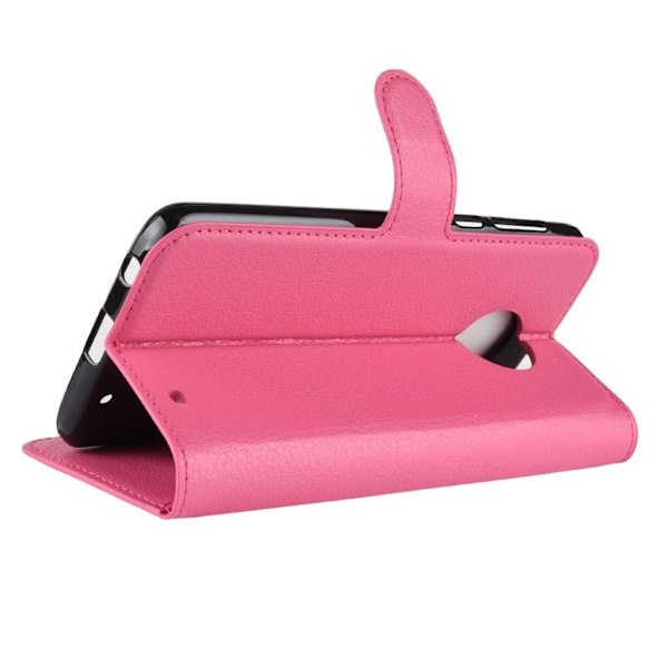 Motorola Moto G6 Plus mobilfodral PU läder plånbok stående position - Rosenröd Rosa