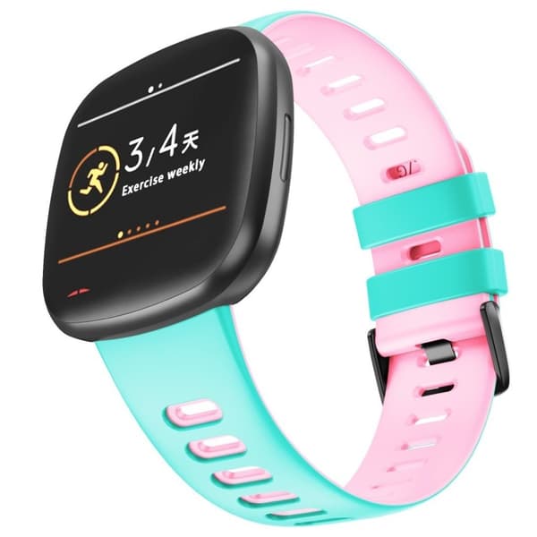 Fitbit Versa 3 bi-color silicone watch band - Cyan / Pink multifärg