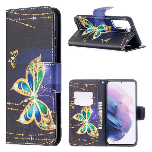Wonderland Samsung Galaxy S21 Plus flip etui - sommerfugl Multicolor