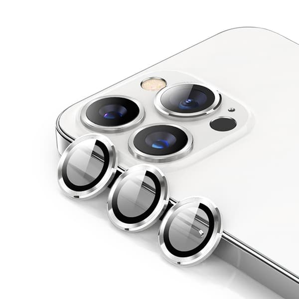 ENKAY iPhone 13 Pro Max / 13 Pro 9H aluminium härdat glas kameralinsskydd - Silver Silvergrå