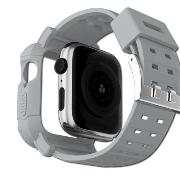 Apple Watch 42mm - 44mm multi-hole silikone urrem - Grå / Størrelse: L Silver grey