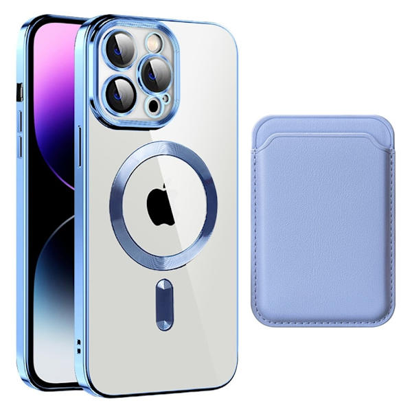 iPhone 14 Pro-deksel med MagSafe-kompatibilitet og kortpose - Blå Blue