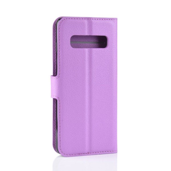 Samsung Galaxy S10 Plus litchi skin læder flip etui - Lilla Purple