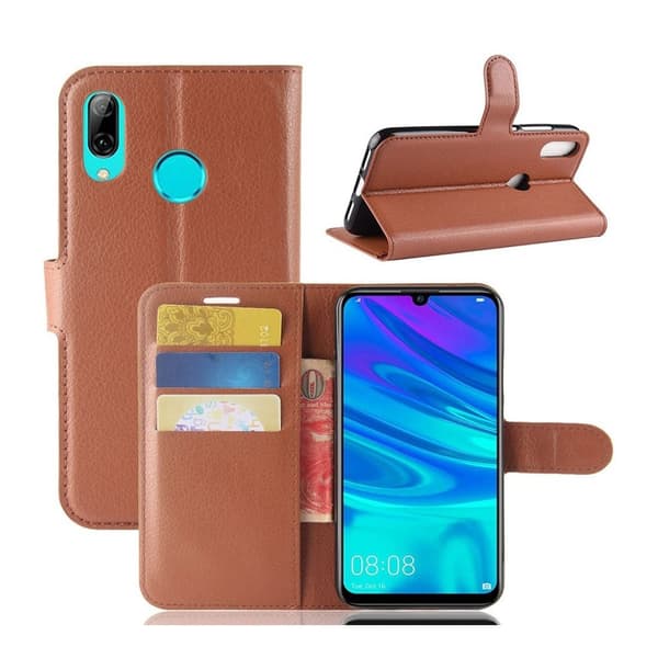Huawei P30 Lite Litchi Tekstur Skinnetui Med Deksel - Brun Brown