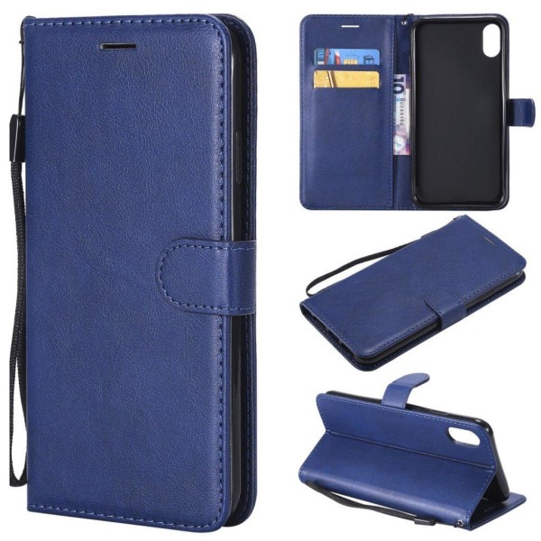iPhone 9 Plus mobilfodral syntetläder silikon plånbok stående - Blå