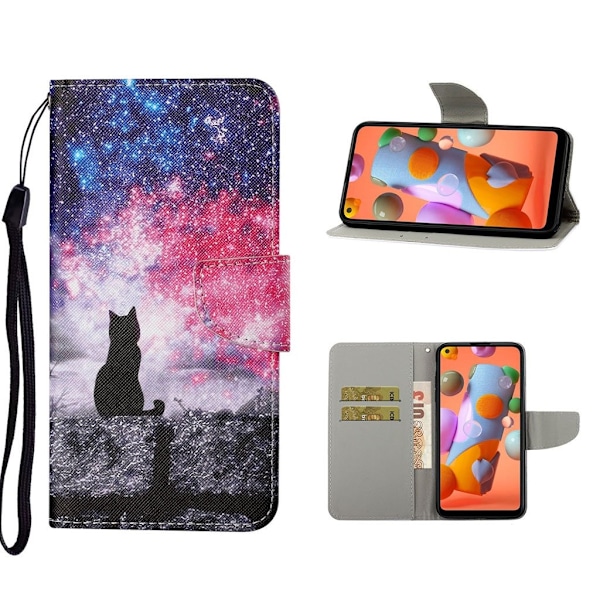 Wonderland Samsung Galaxy A21s Flip etui - Sort kat Multicolor