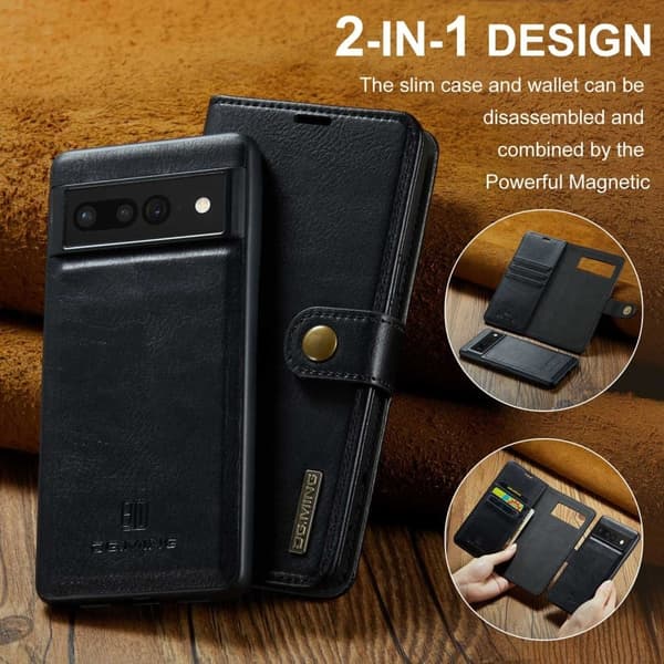 DG.Ming Google Pixel 7 Pro 2-in-1 Lommebok Etui - Svart Black