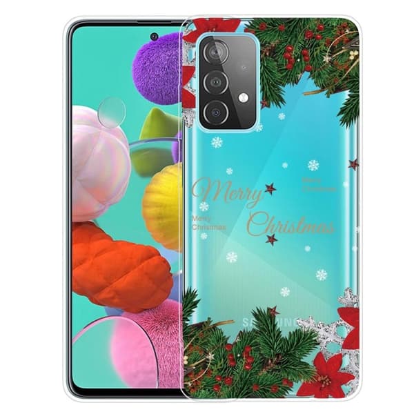 Juleveske til Samsung Galaxy A73 - Pinjetrær Og Snøfnugg Green