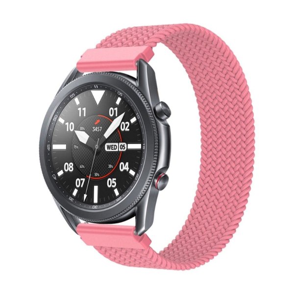 Samsung Galaxy Watch 3 (45mm) joustava nailon kellonhihna - Vaaleanpunainen Koko: M Pink