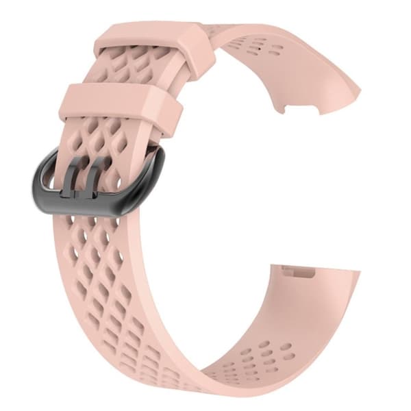 Fitbit Charge 3 erstatnings urrem i silikone med åndbare huller - Str S, Lyserød Pink