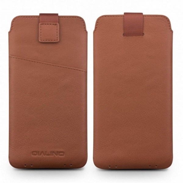 QIALINO iPhone Xs Max genuine cowhide leather pouch case - Brown Brun