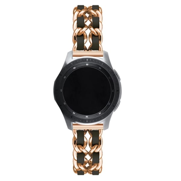 Læder på stålstrikket urrem til Samsung-, Huawei- og Amazfit-ure - Rødguld / Sort Pink