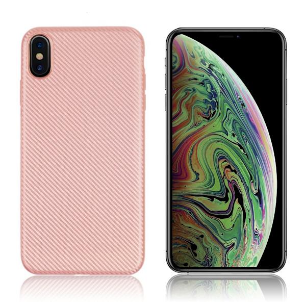 Etui med kulfiberstruktur til iPhone Xs Max - Rosaguld Multicolor