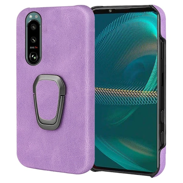 Stødsikkert lædercover med oval støttefod til Sony Xperia 5 III - Lilla Purple