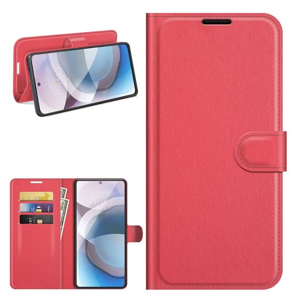 Classic Motorola One 5G Ace flip kuoret - Punainen Red