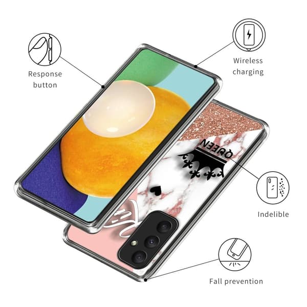 Deco Samsung Galaxy A55 kotelot - Marmorinen Kruunu Pink
