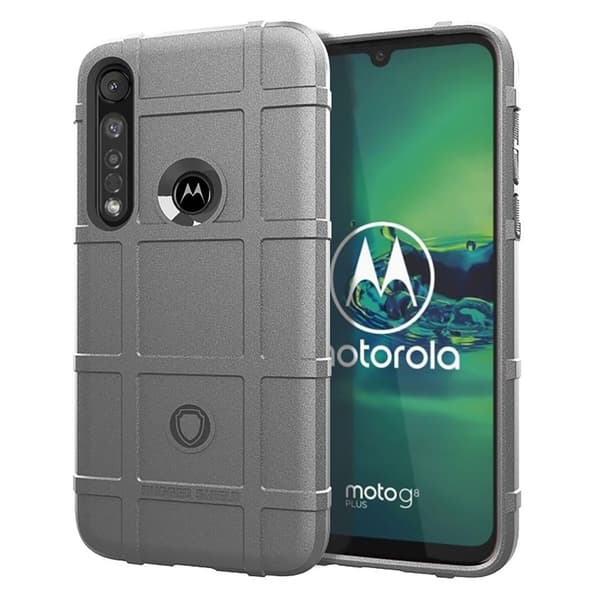 Rugged Shield kuoret - Motorola Moto G8 Plus - Harmaa Silver grey