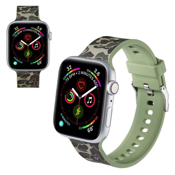 Apple Watch Series 5 40mm kuvioitu silikoninen kellonauha - Vihreä Naamiointi Green