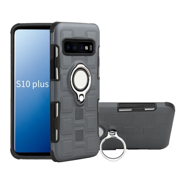 Samsung Galaxy S10 Plus geometriskt hybrid fodral - Grå Silvergrå