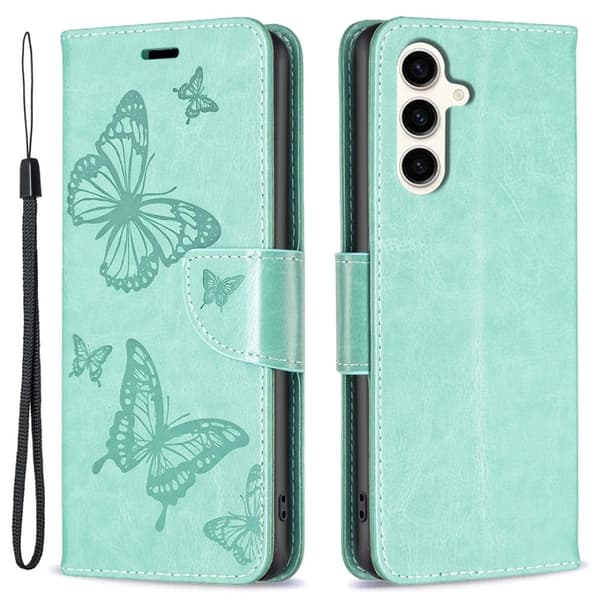 Sommerfugl Samsung Galaxy S23 Fe Flip Etui - Grøn Green