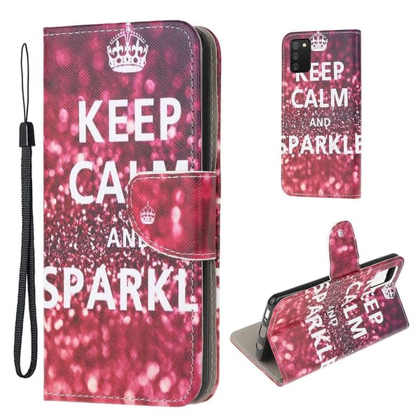 Wonderland Samsung Galaxy A03s Flip Etui - Keep Calm og Sparkle Red