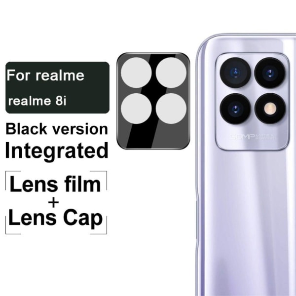 IMAK Realme 8i tempered glass lens film with acrylic lens cap - Svart
