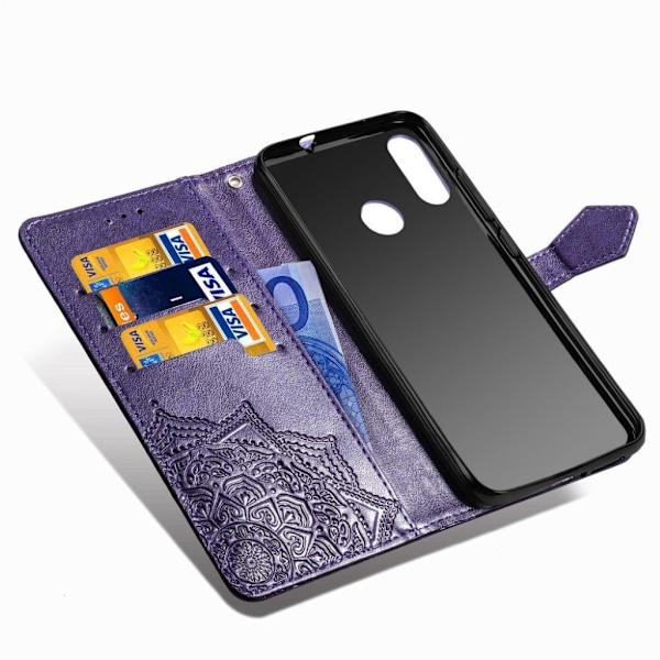 Mandala läder Motorola Moto E6 Plus fodral - Lila Lila