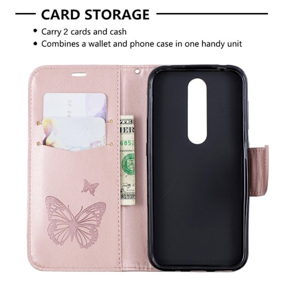 Butterfly Nokia 4.2 kotelot - Ruusukulta Pink