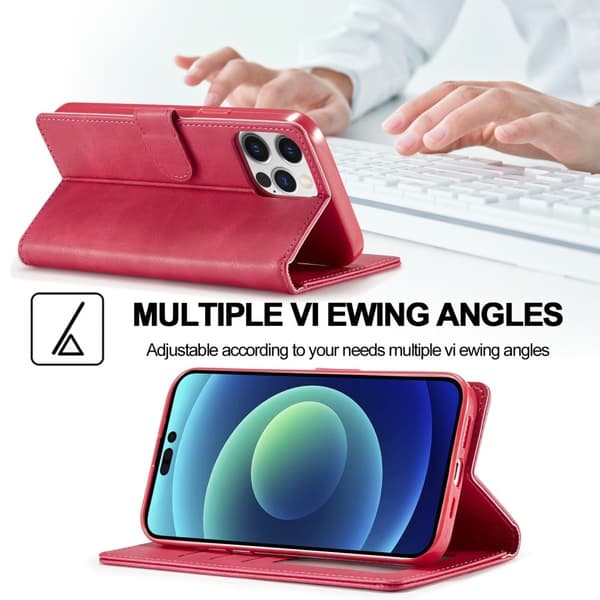 LC.Imeeke läder iPhone 15 Pro fodral - Rosa Rosa