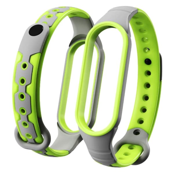 Xiaomi Mi Smart Band 6 tofarvet silikone-urrem - Grå / Lime Multicolor