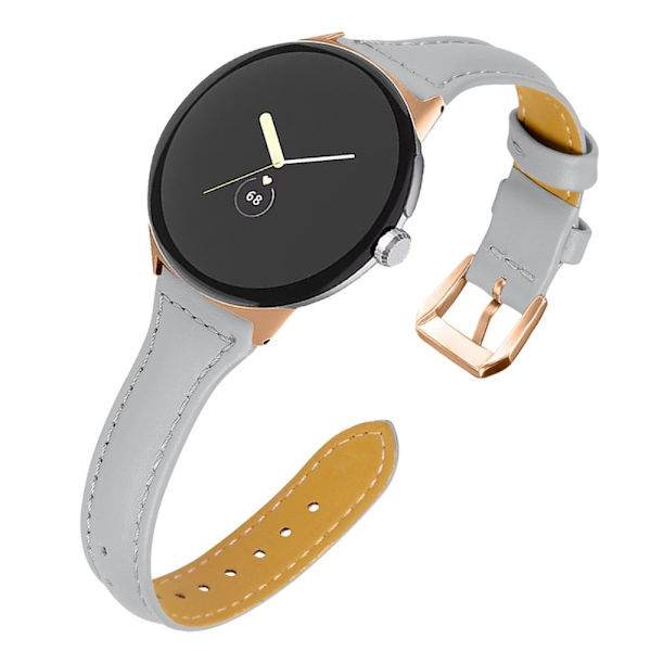 Google Pixel Watch Urrem i ekte skinn - Grå Silver grey