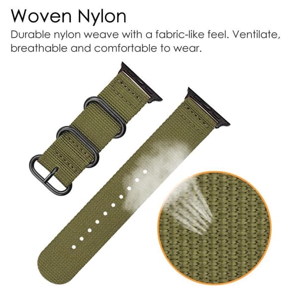 Apple Watch Series 8 (41 mm) nylonband med tre öglor - Svart / Grå Silvergrå