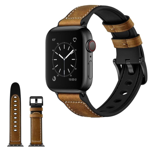 Apple Watch Series 5 / 4 40mm unik urrem i ægte læder - Mørkebru Brown