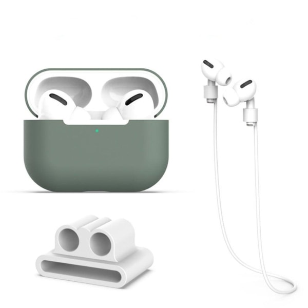 AirPods Pro 2 silicone cover with strap and earbud holder - Gree Green