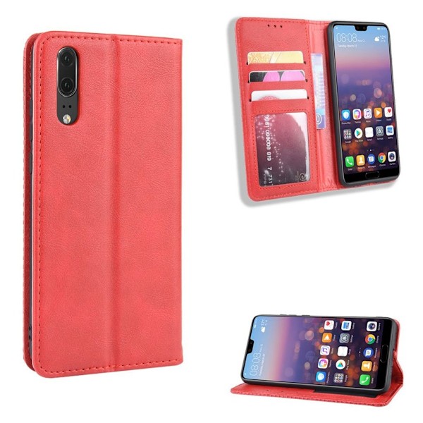 Bofink Vintage läder Huawei P20 fodral - Röd Röd