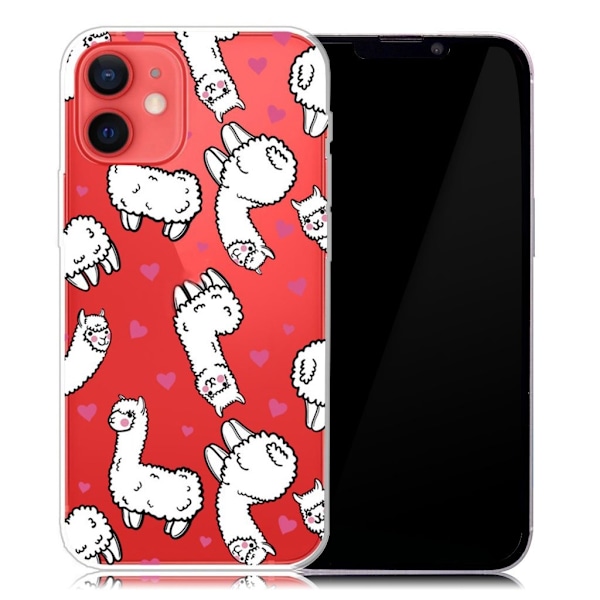 Deco iPhone 13 Suojakotelo - Hearts And Fluffy Llamas White