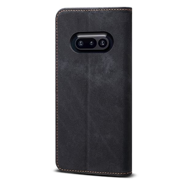 Nothing Phone (3a) Case Jeans Cloth Texture Anti-Scratch Leather Stand Phone Cover - Sort Black