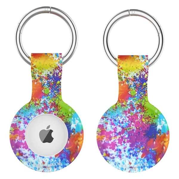 AirTags-mønstret silikoneovertræk med nøglering - Klatter Af Maling Multicolor