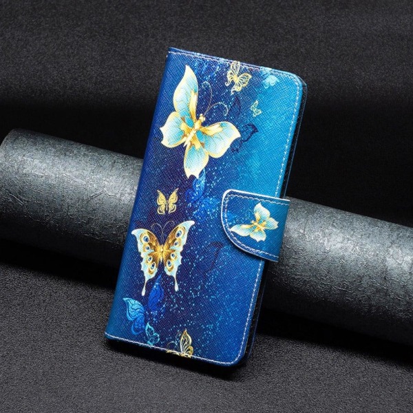 Wonderland Xiaomi 13 Flip Etui - Gyldne Sommerfugle Blue