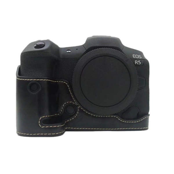 Canon EOS R5 / R6 leather half cover - Black Black