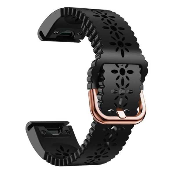 Silikonarmband med blommönster för Garmin-klocka - Svart Svart