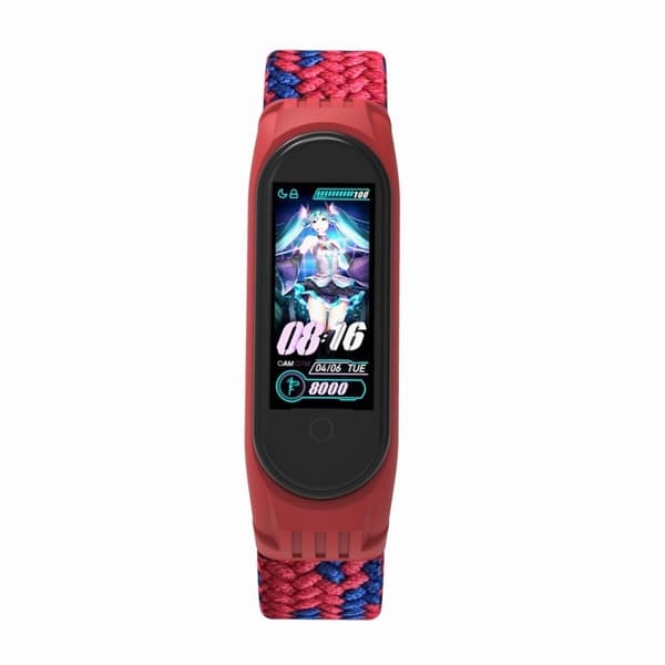 Xiaomi Mi Band 5 / 4 / 3 elastisk nylon-urrem - Rød / Blå / Størrelse: L Red