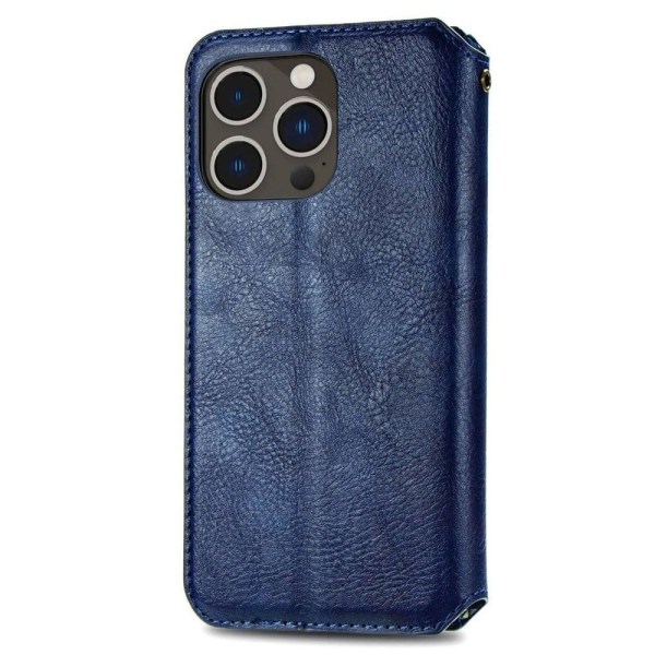 Nahkakotelo With A Stylish Rhombus Imprint For iPhone 14 Pro Max - Sininen Blue